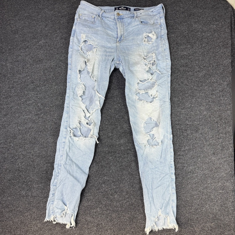 Hollister High Rise Skinny Jeans Women 13R 31x30 Blue Classic Stretch Distressed